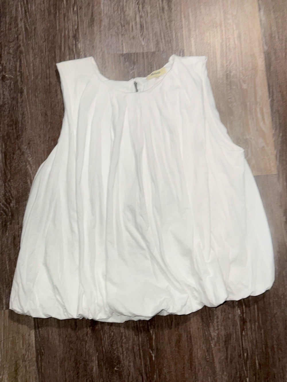 Madewell White Cotton Pleated Bubble Hem Tank Top M